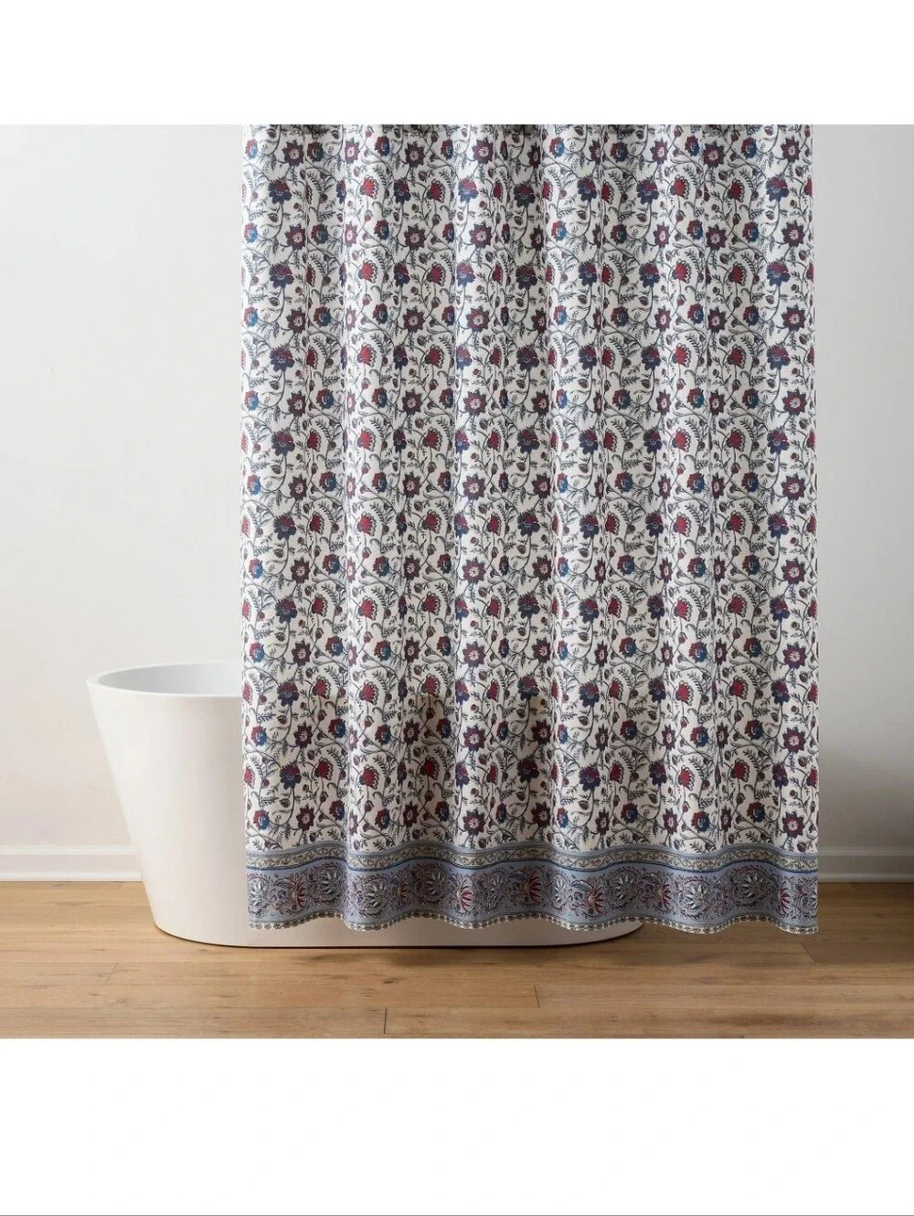 Threshold NWT Floral Block Print Cotton Shower Curtain In Americana 72